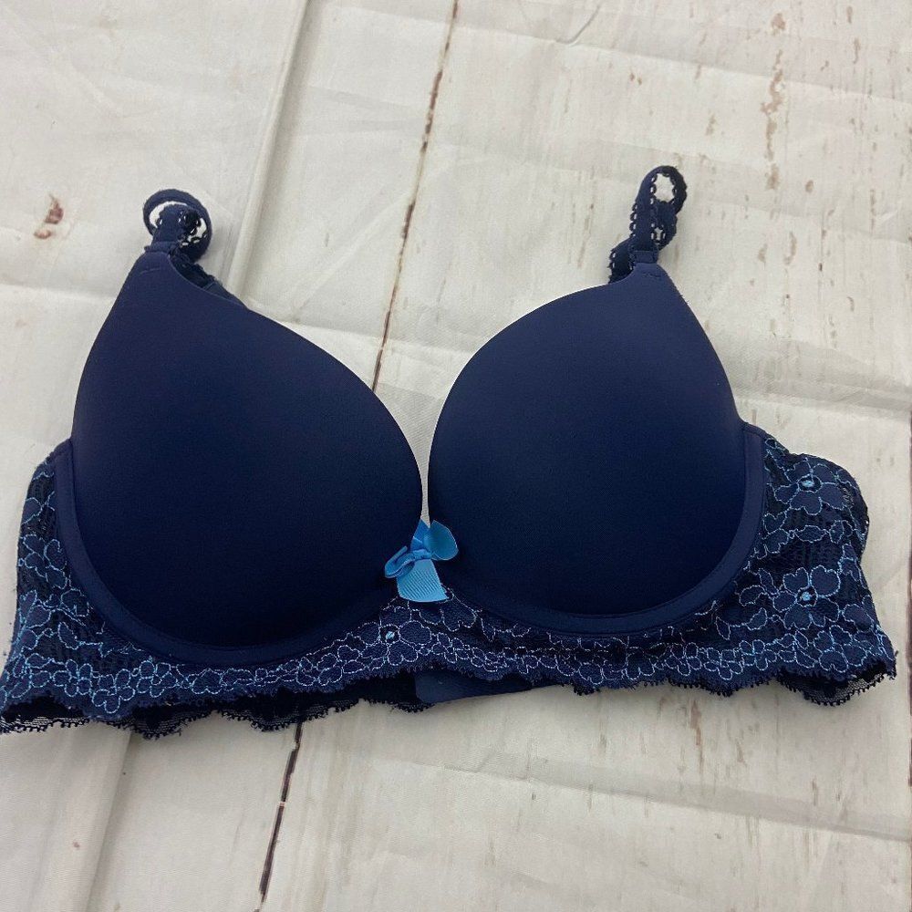 Aerie Navy Blue Floral Lace Bra Womens 34C